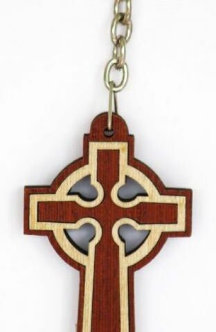 810013850123 Dark Wood Cross Key Chain