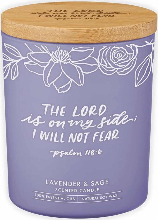 1220000328327 I Will Not Fear Lavender And Sage Candle In A Glass Jar Psalm 118:6